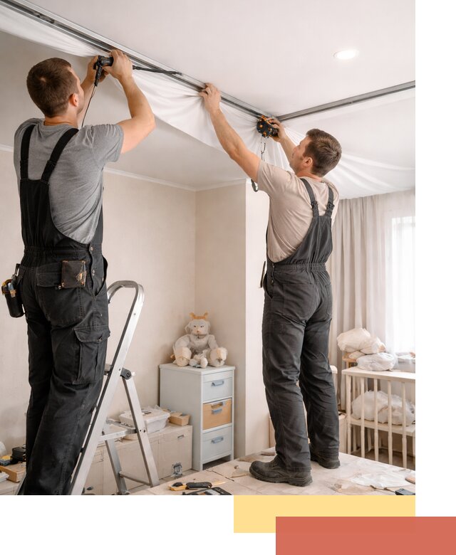 Монтаж натяжного потолка в детской комнате в Сегеже