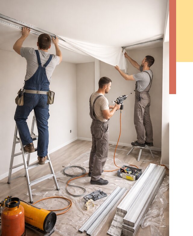 Монтаж натяжного потолка в студии в Сегеже от 5723 руб. — быстро и недорого | ОТДЕЛОЧНИК-Сгж