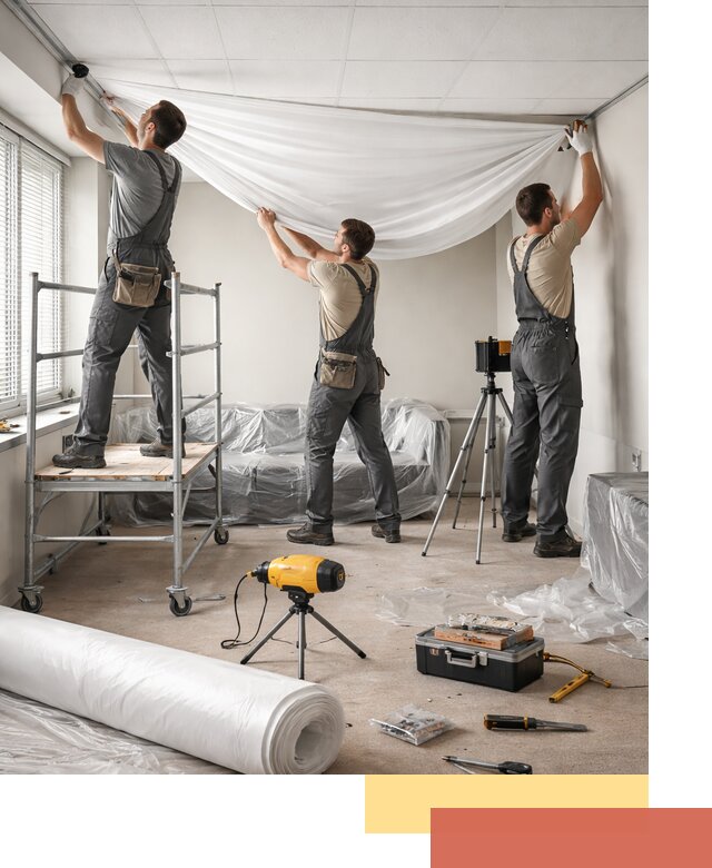 Монтаж натяжного потолка в офисе в Сегеже