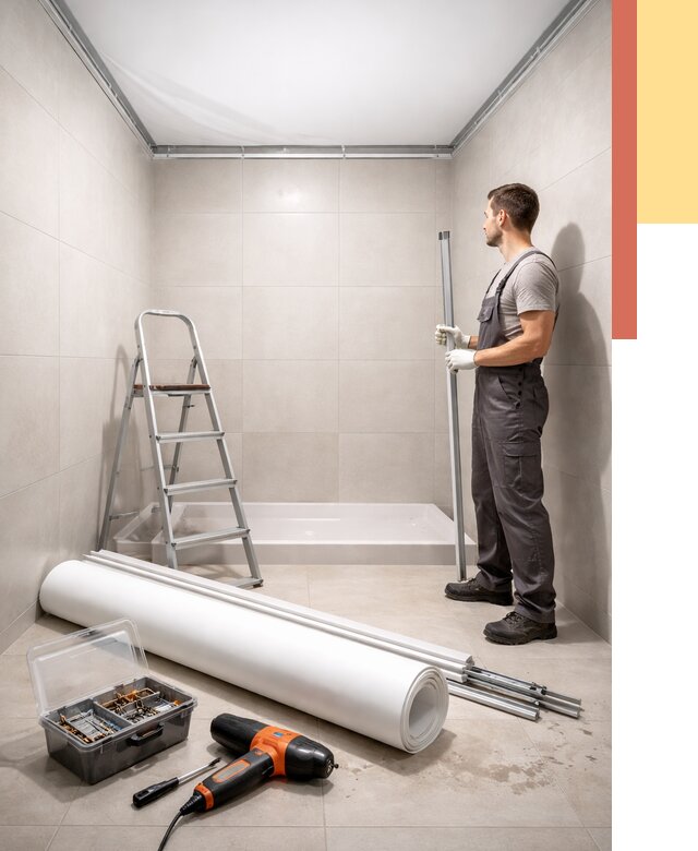 Монтаж натяжного потолка в санузле в Сегеже от 1925 руб. — ОТДЕЛОЧНИК-Сгж