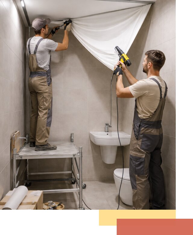 Монтаж натяжного потолка в санузле в Сегеже