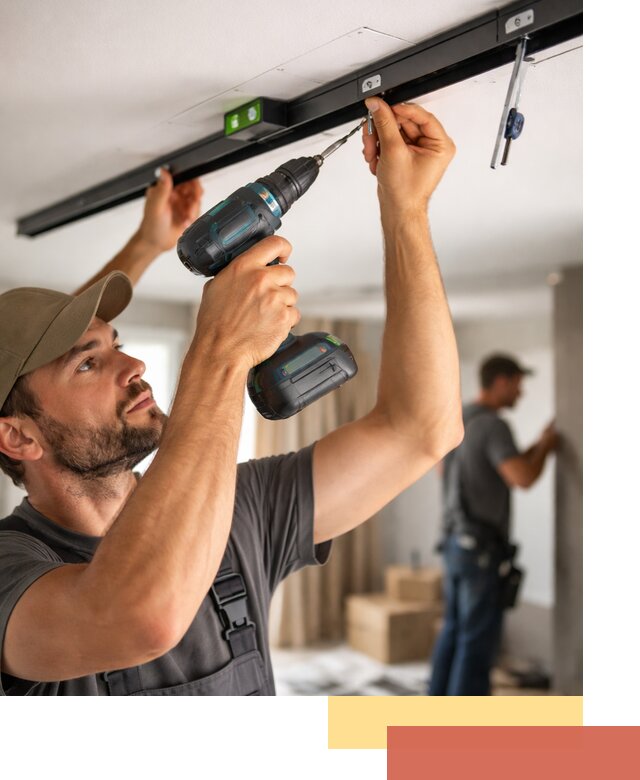 Установка трековых светильников в натяжной потолок в Сегеже