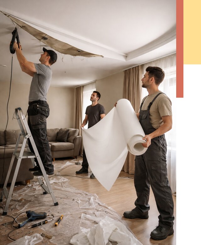 Замена полотна натяжного потолка в Сегеже от 9885 руб. быстро и недорого | ОТДЕЛОЧНИК-Сгж