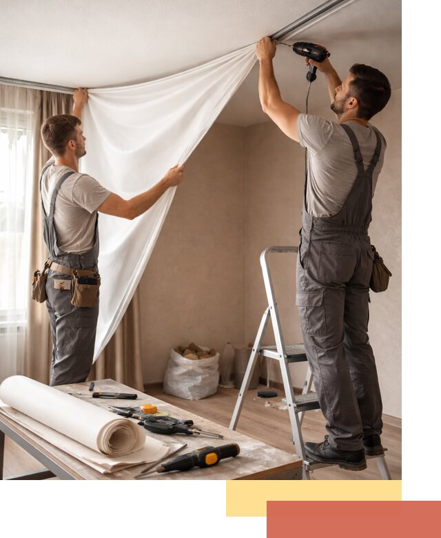 Замена полотна натяжного потолка в Сегеже быстро и качественно