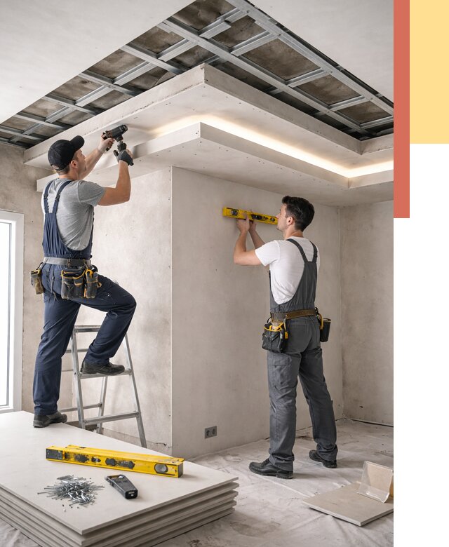 Двухуровневый потолок из гипсокартона в Сегеже от 1509 руб. под ключ | ОТДЕЛОЧНИК-Сгж