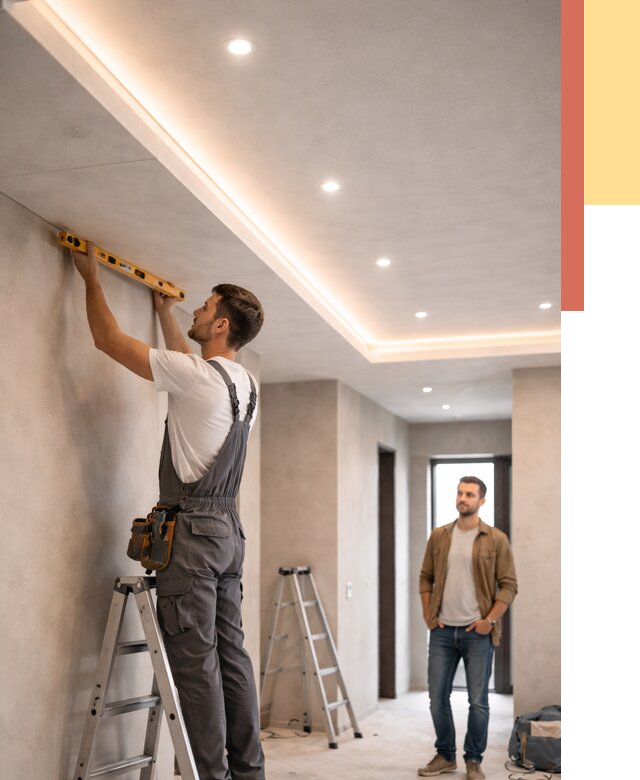 Потолок из гипсокартона с подсветкой в Сегеже от 780 руб./м2 под ключ | ОТДЕЛОЧНИК-Сгж