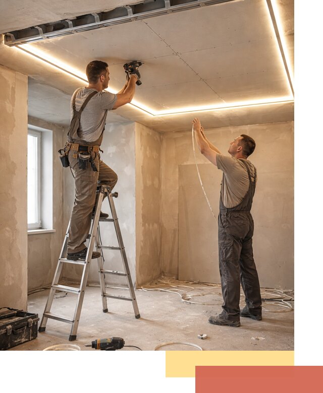 Потолок из гипсокартона с подсветкой в Сегеже