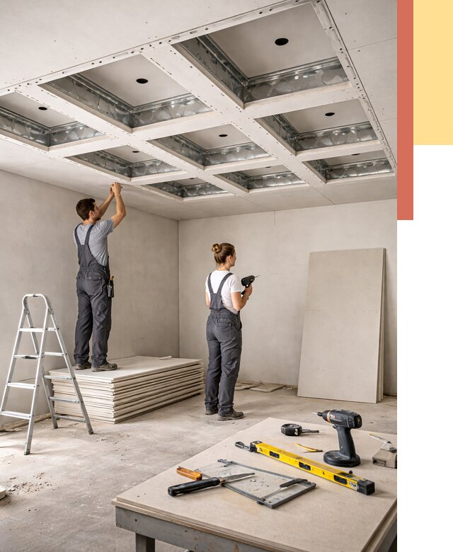 Кессонный потолок из гипсокартона в Сегеже от 1925 руб. — монтаж и под ключ | ОТДЕЛОЧНИК-Сгж