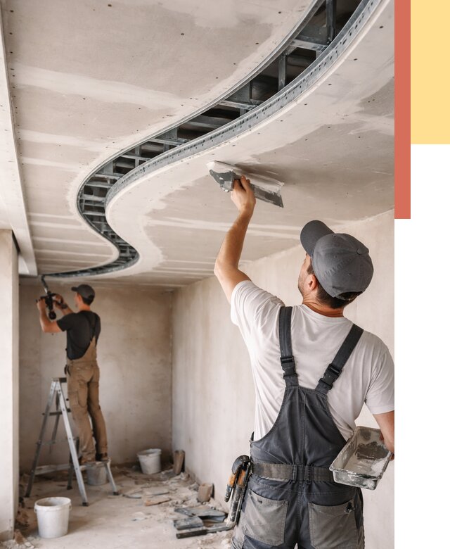 Криволинейный потолок из гипсокартона в Сегеже от 2185 руб./м2 | ОТДЕЛОЧНИК-Сгж