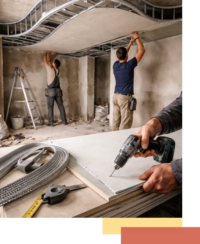 Криволинейный потолок из гипсокартона в Сегеже — монтаж и отделка