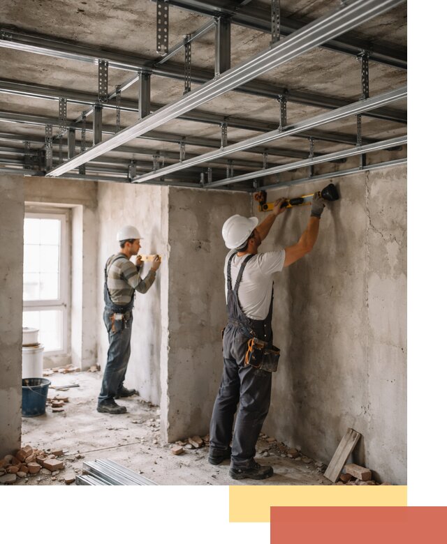 Монтаж каркаса потолка из профильного профиля в Сегеже