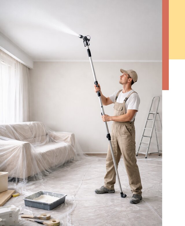 Покраска потолка краскопультом в Сегеже от 4682 руб. быстро и недорого | ОТДЕЛОЧНИК-Сгж