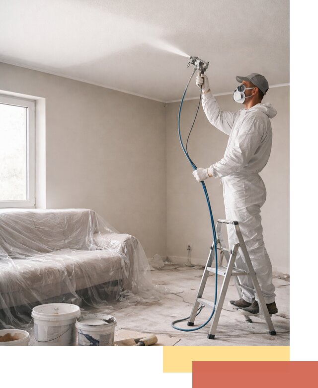 Покраска потолка краскопультом в Сегеже быстро и качественно