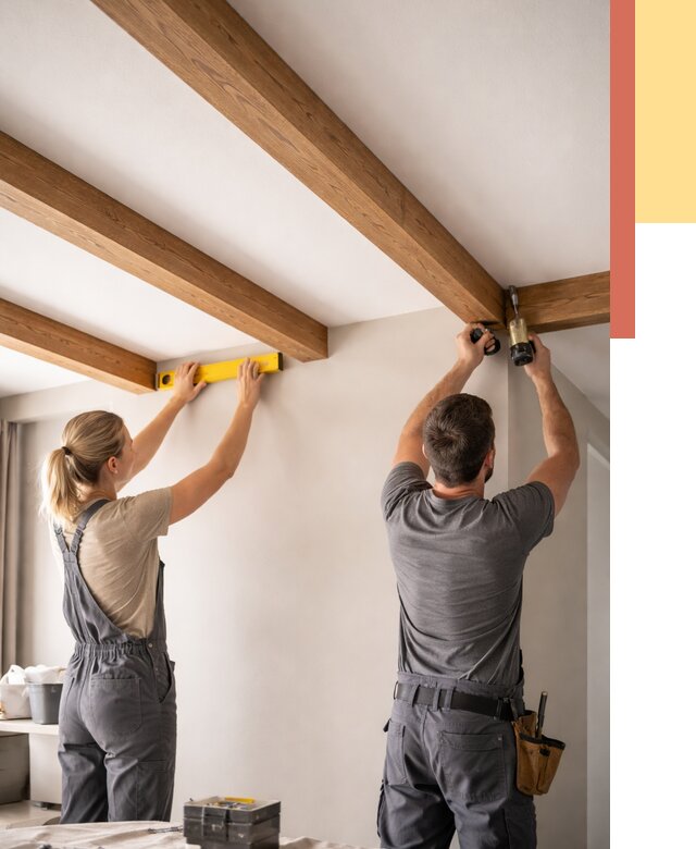 Монтаж декоративных балок на потолок в Сегеже от 4370 руб. — ОТДЕЛОЧНИК-Сгж