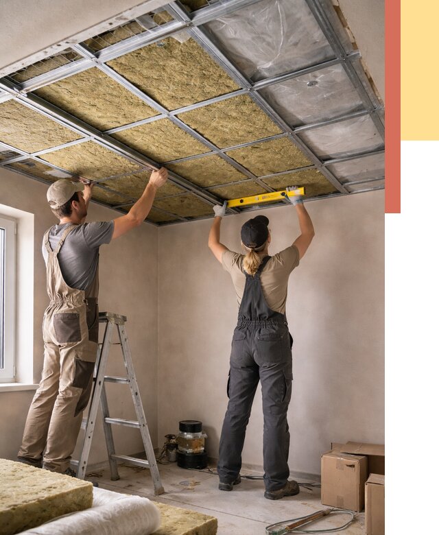 Шумоизоляция потолка в Сегеже от 1301 руб. под ключ — услуги ОТДЕЛОЧНИК-Сгж